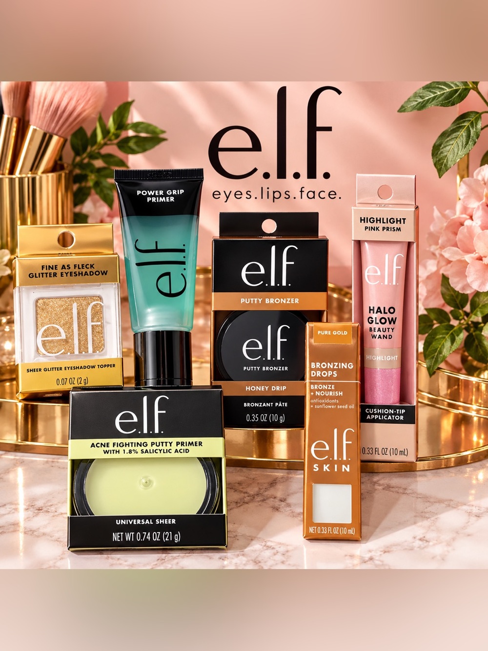 e.l.f. Cosmetics 6-Piece Full Face Makeup & Glow Bundle – ALL NEW